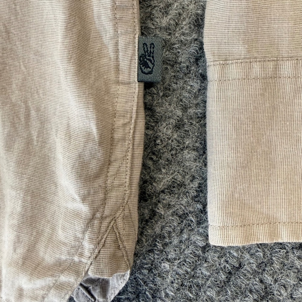 John Varvatos USA Mens XL Tan Beige Utility Roll Tab Sleeve Button Down Shirt - Picture 9 of 11